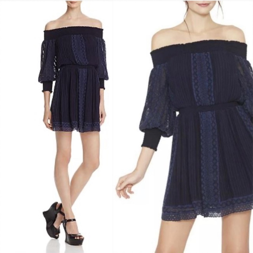 Alice and Olivia Pammy Eyelet Embroidered‎ Off -The Shoulder Dress - Picture 3 of 12